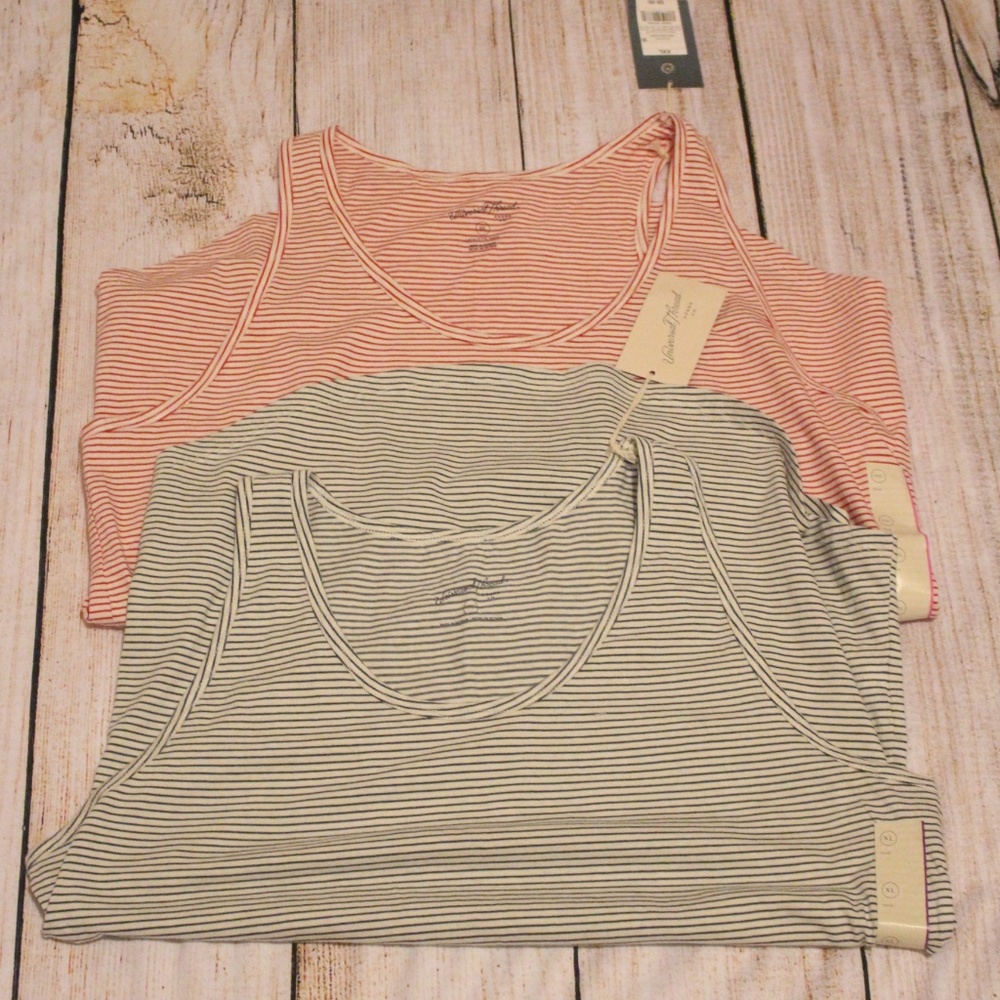 Bundle 2 Striped Tanks NWT XL Loose Fit Navy/Red